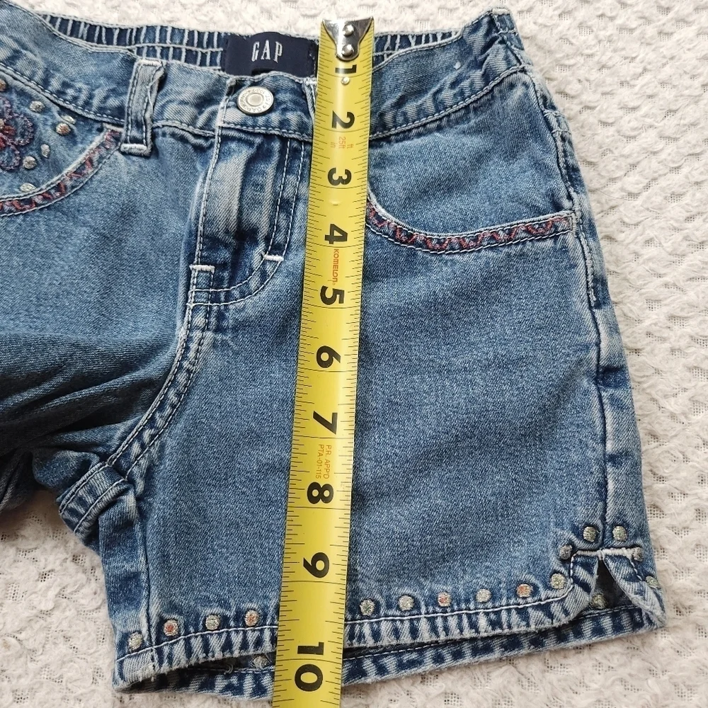 Vintage Kids Gap Cute Floral Embroidered Crochet Jean Shorts Size 3